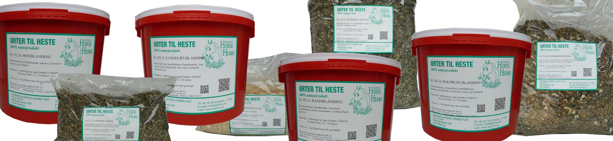 Et lille udvalg af de forskellige urteblandinger